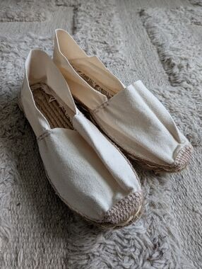 Women's Cream Canvas Espadrille Slip-Ons